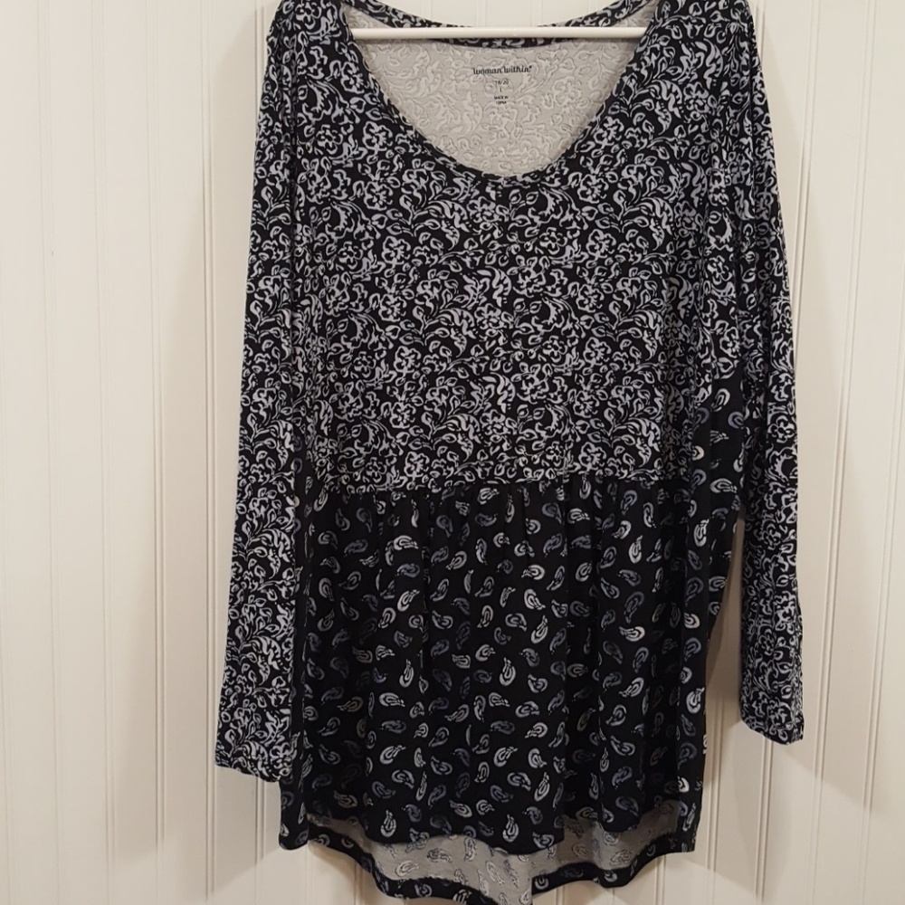 Woman Within Navy/wht two print tunic sz 18/20